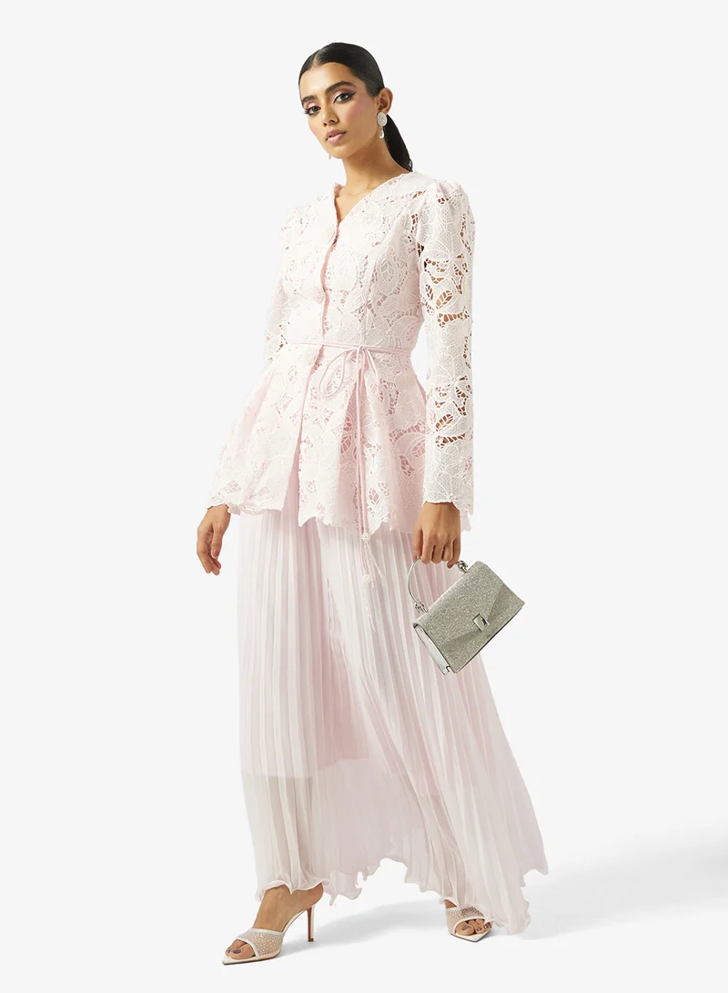 Khizana  Lace Peplum Top & Skirt Set for Women | Best Price UAE